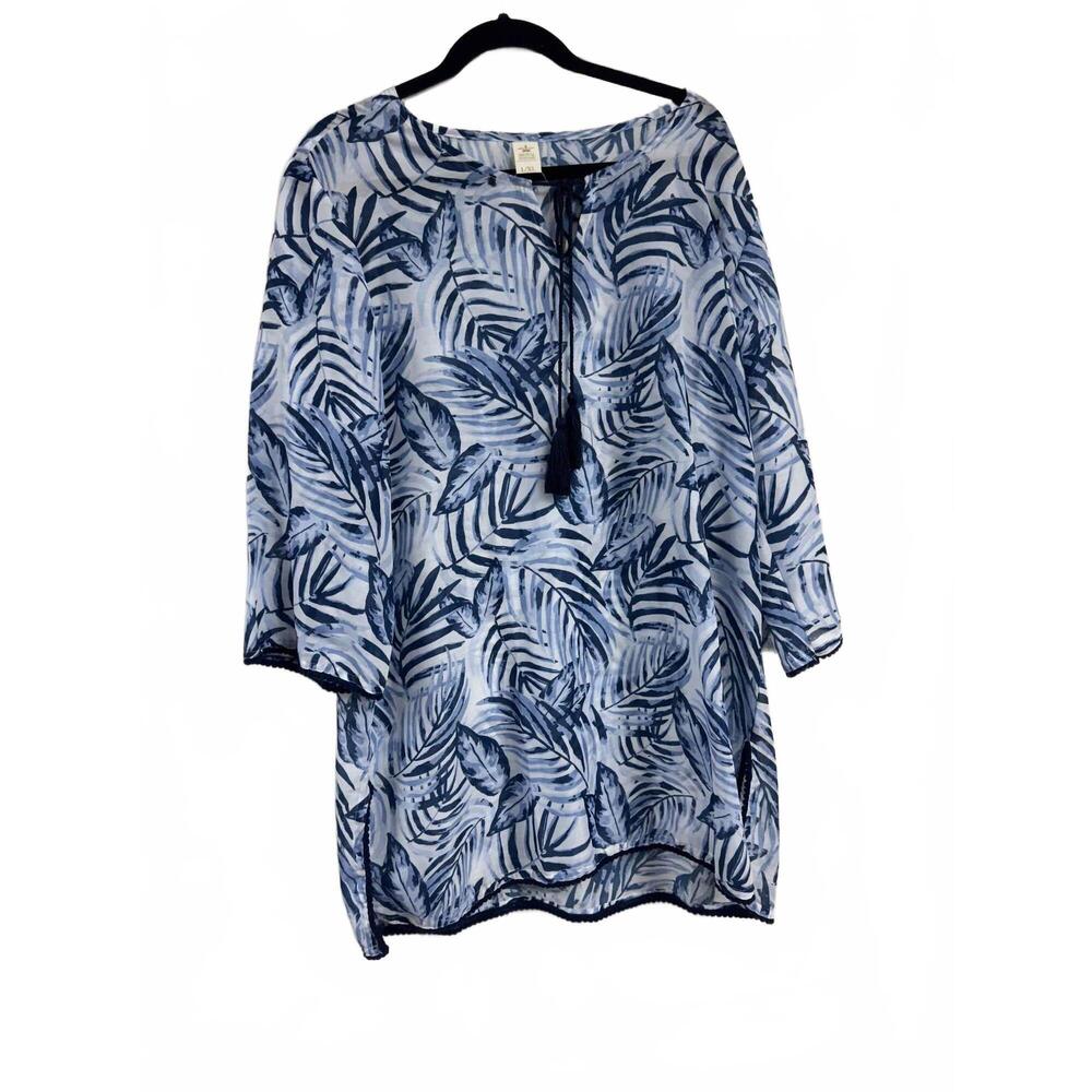 NEW THE ROYAL STANDARD women's tropical blouse in white & navy